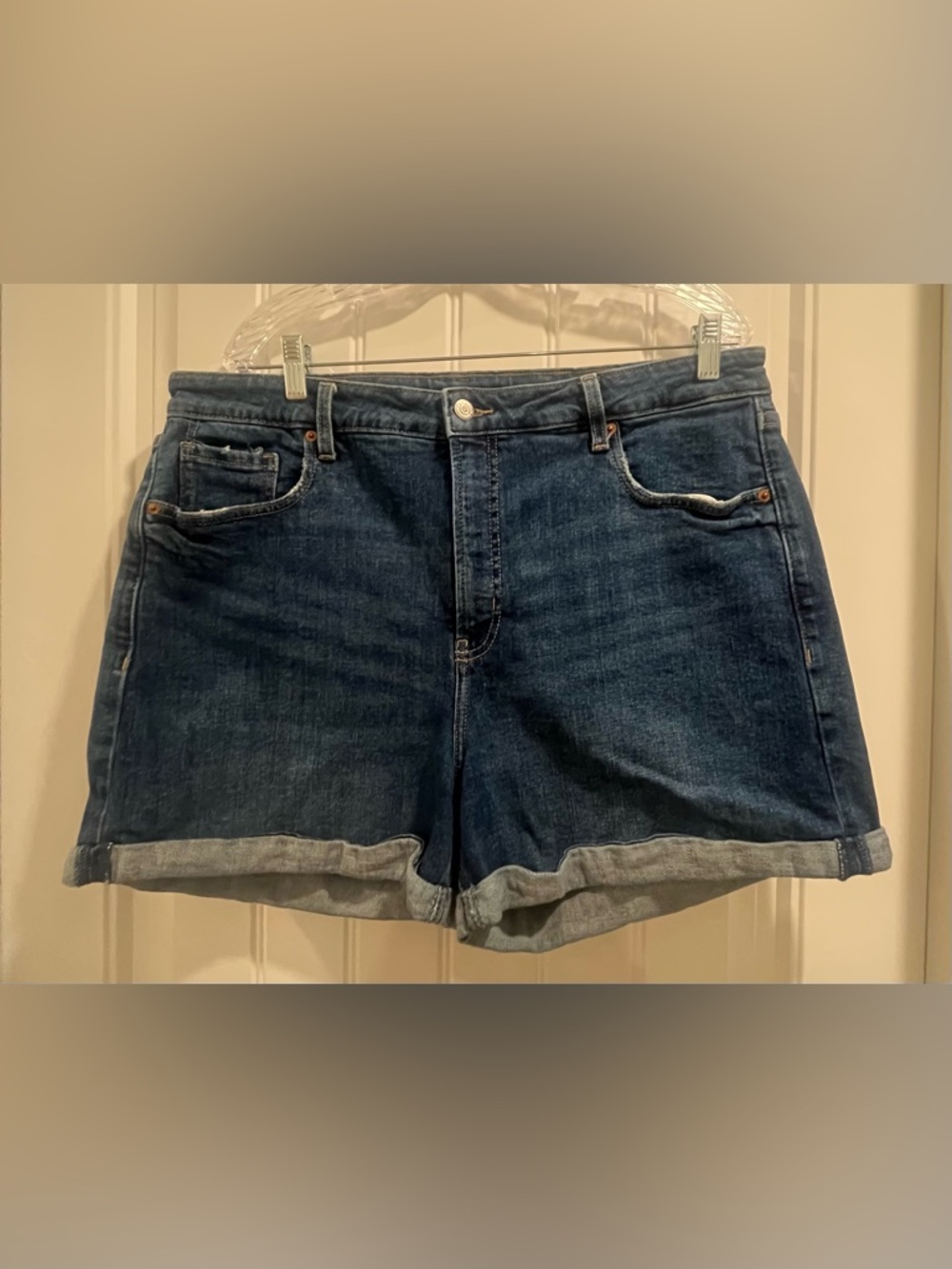 Old Navy Dark Blue Denim Roll-Cuff Women's Shorts